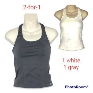 C9 CHAMPION 2:1 White and Gray Shelf Bra Sports Tank Tops Racerback Size SML